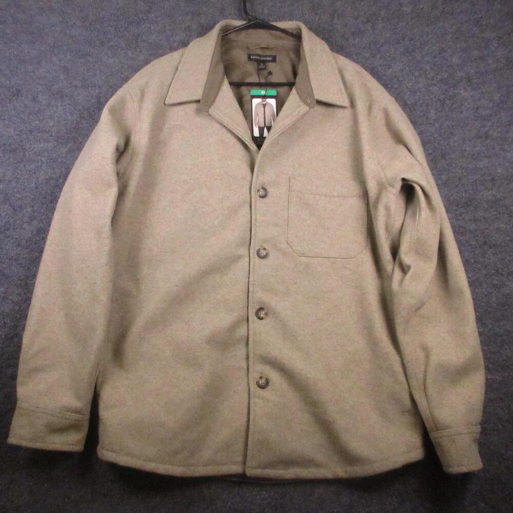 Banana Republic Jacket Mens XL Beige Heritage Shirt Jacket Fleece Button Front